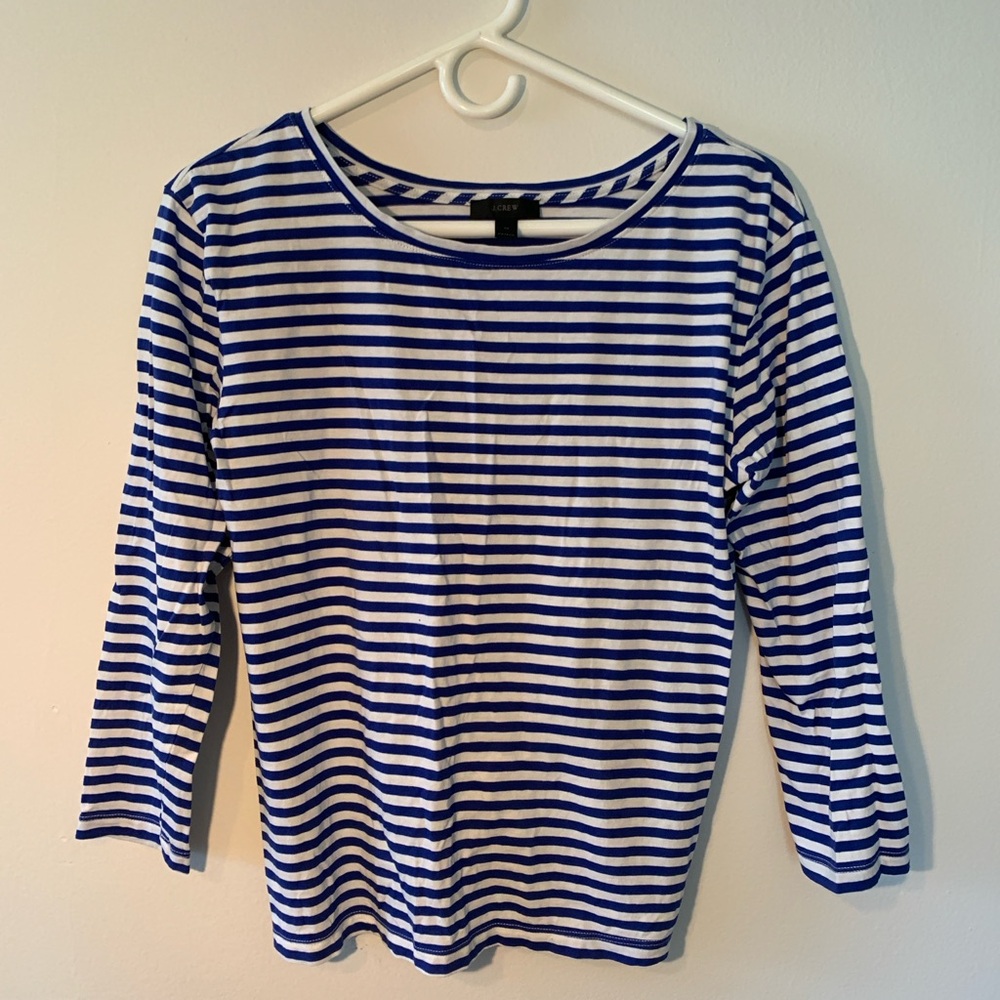 J Crew Striped Blue and White Women's Top with back knot